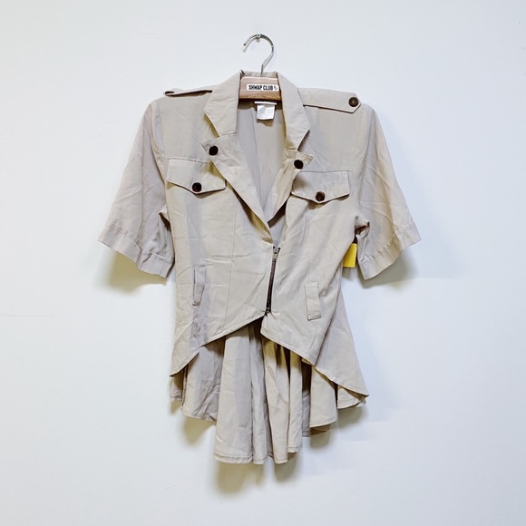 CARESSE PARIS vintage beige cinched waist jacket peblum style - Picture 1 of 3